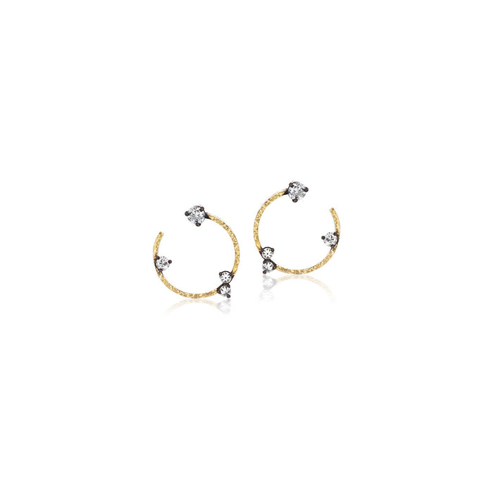 Inverted Diamond Two-Tone Circle Earrings