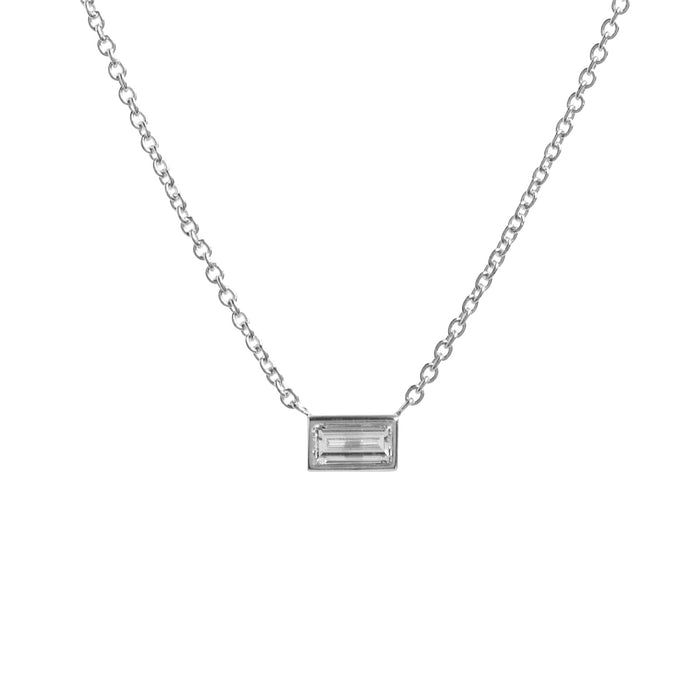 Diamond Baguette Bezel Necklace