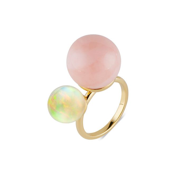 Ethiopian & Pink Opal Cocktail Ring