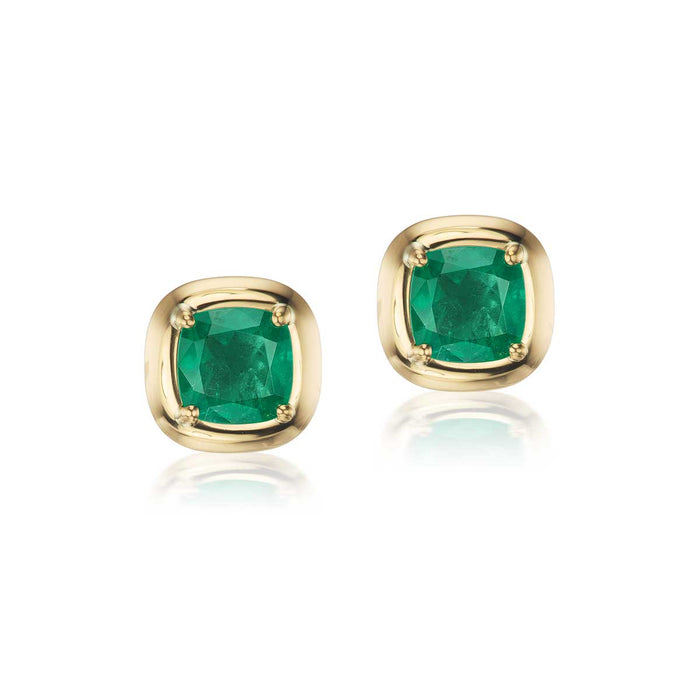 Emerald Cori Cushion Stud Earrings