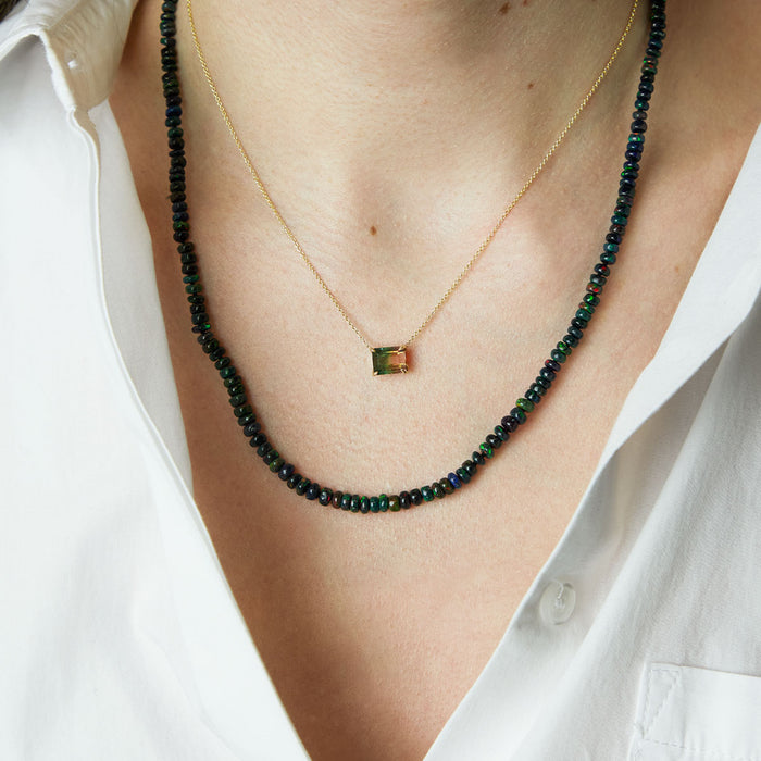 Black Opal Bead Strand Necklace