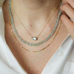 Rose Cut Aquamarine Bead Strand Necklace