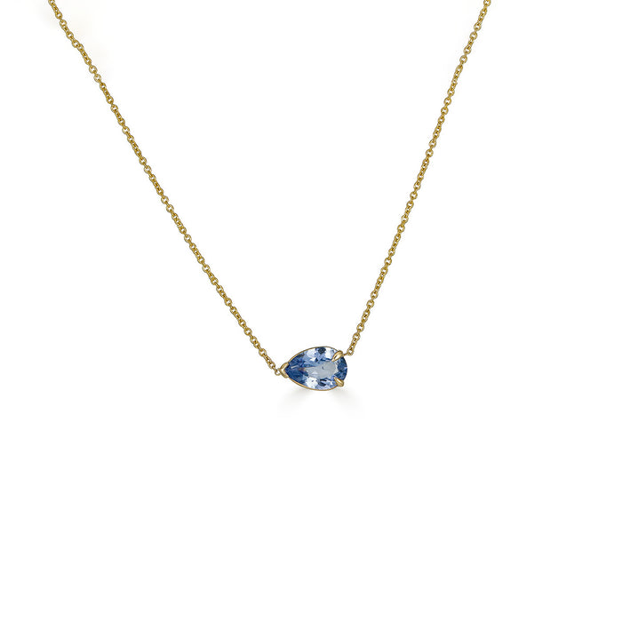 Pear Cut Sapphire Pendant Necklace