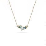 Sapphire, Aquamarine & Tourmaline Cluster Bar Necklace